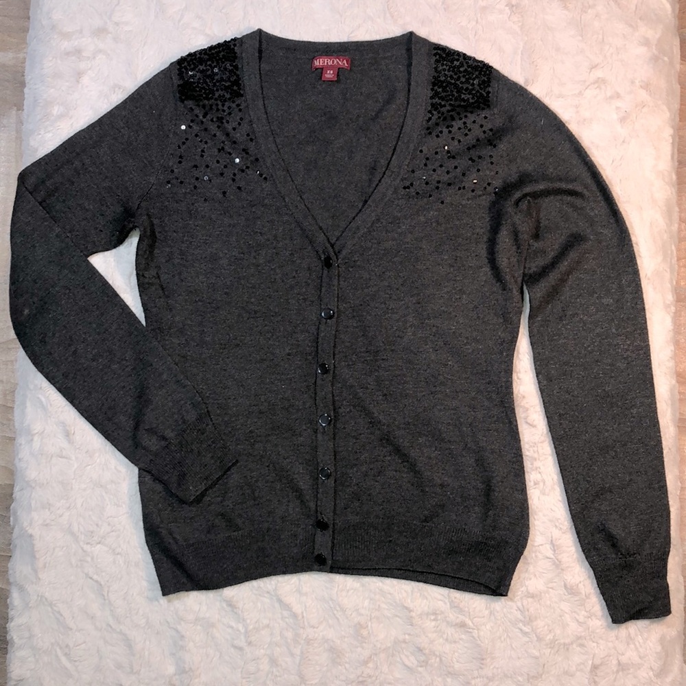 Gray Cardigan with sequins